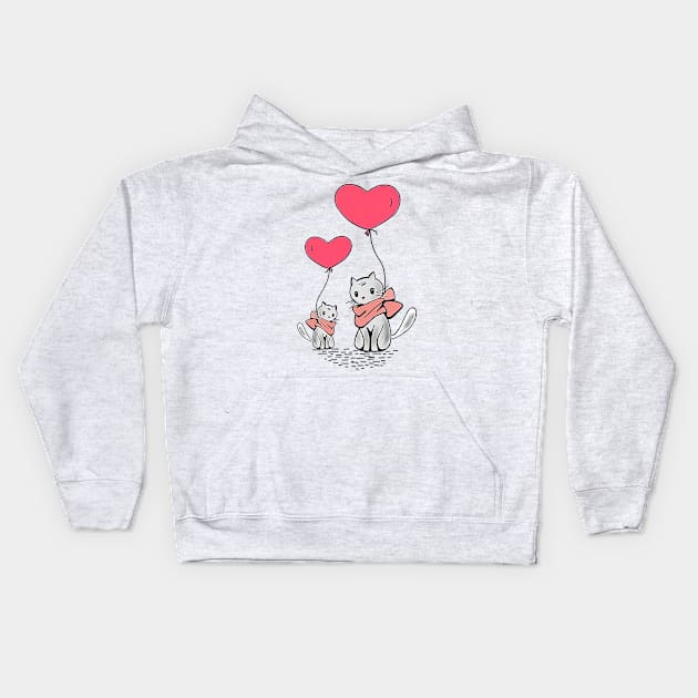 Cats And Love Kids Hoodie by Fathian